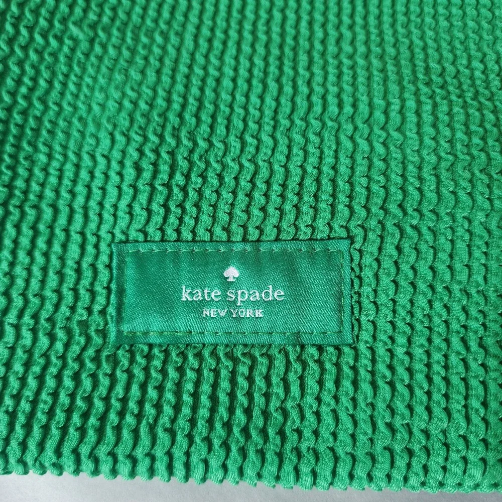 Kate Spade New York Green Textured Seersucker Convertible Hobo Handbag Pouch